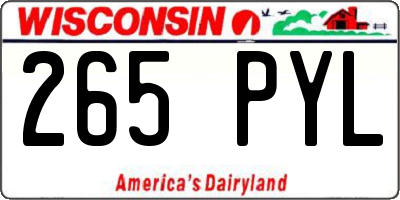 WI license plate 265PYL