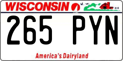 WI license plate 265PYN