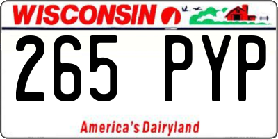 WI license plate 265PYP