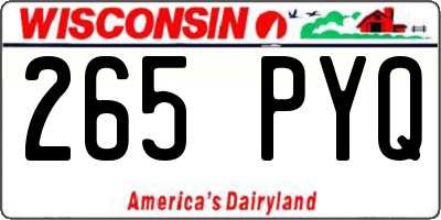 WI license plate 265PYQ
