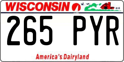 WI license plate 265PYR