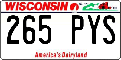WI license plate 265PYS