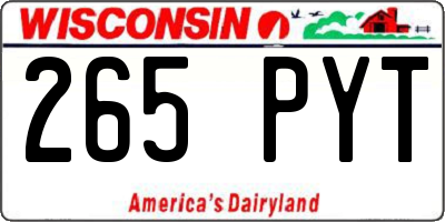 WI license plate 265PYT