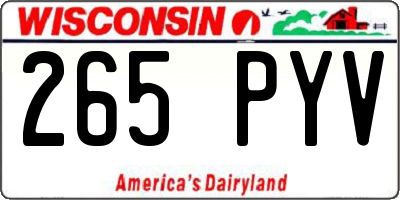 WI license plate 265PYV