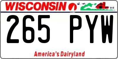 WI license plate 265PYW