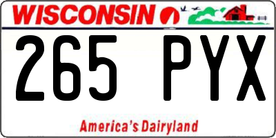 WI license plate 265PYX