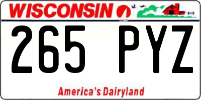 WI license plate 265PYZ