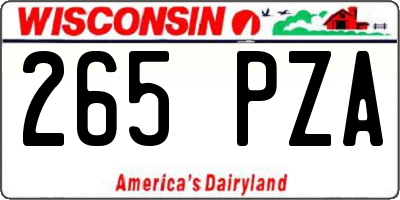 WI license plate 265PZA