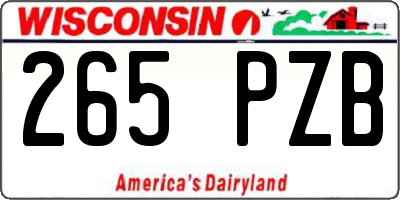 WI license plate 265PZB