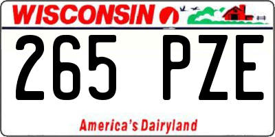 WI license plate 265PZE