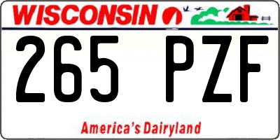 WI license plate 265PZF