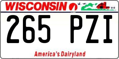 WI license plate 265PZI