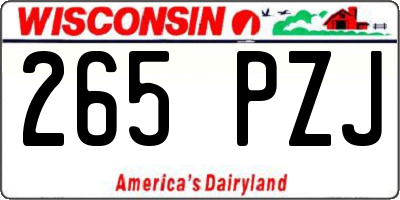 WI license plate 265PZJ