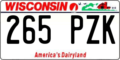 WI license plate 265PZK