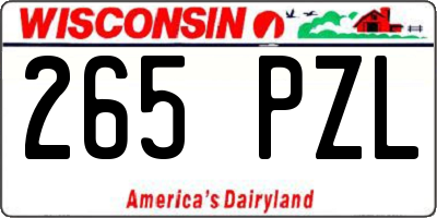WI license plate 265PZL