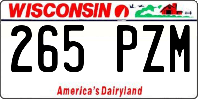 WI license plate 265PZM