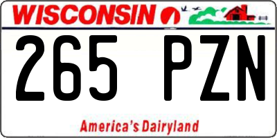 WI license plate 265PZN