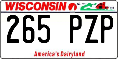 WI license plate 265PZP