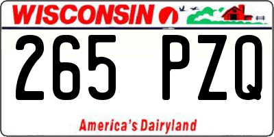 WI license plate 265PZQ