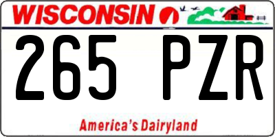 WI license plate 265PZR