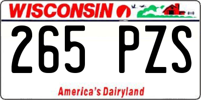 WI license plate 265PZS
