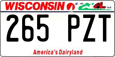 WI license plate 265PZT