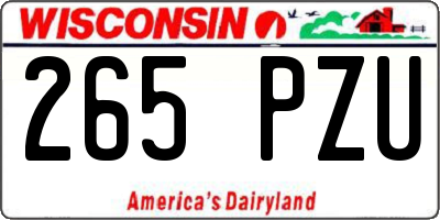 WI license plate 265PZU
