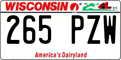 WI license plate 265PZW