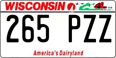 WI license plate 265PZZ