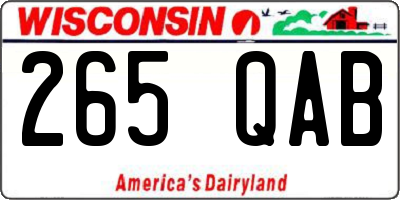 WI license plate 265QAB