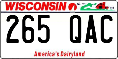 WI license plate 265QAC