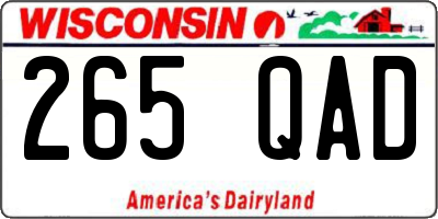 WI license plate 265QAD