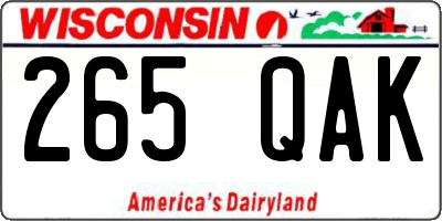 WI license plate 265QAK