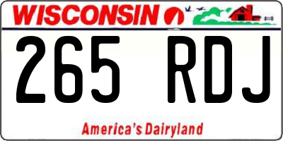 WI license plate 265RDJ