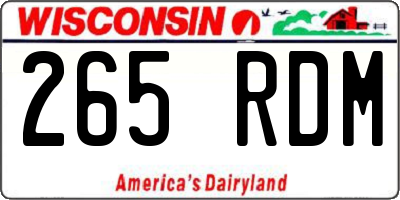 WI license plate 265RDM
