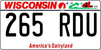 WI license plate 265RDU