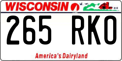 WI license plate 265RKO