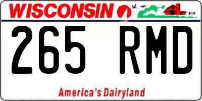 WI license plate 265RMD