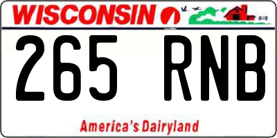 WI license plate 265RNB