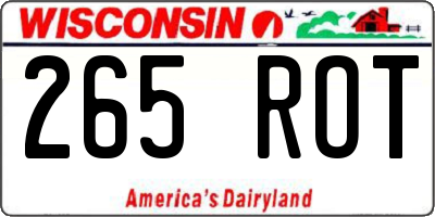 WI license plate 265ROT