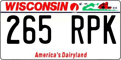 WI license plate 265RPK