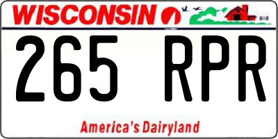 WI license plate 265RPR