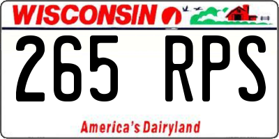 WI license plate 265RPS