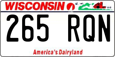 WI license plate 265RQN