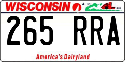 WI license plate 265RRA
