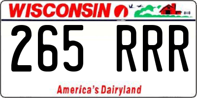 WI license plate 265RRR