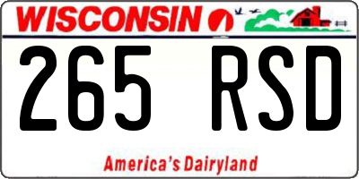 WI license plate 265RSD