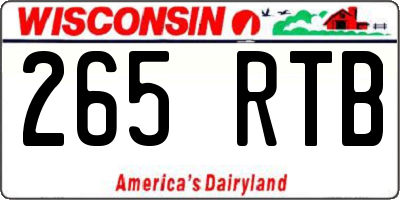 WI license plate 265RTB