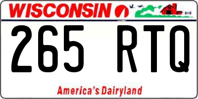 WI license plate 265RTQ