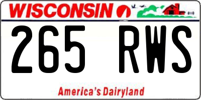 WI license plate 265RWS